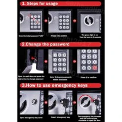 Coffre-fort Coffre-fort à Serrure En Acier De Haute Sécurité Et Boîtes De Verrouillage, Tirelire, Coffrets De Sécurité Boîte à Bijoux Pour La Maison, Le Bureau, Coffre-fort Numérique, Coffre-fort En Alliage D'acier -Promos Matériel Boutique 43458836 5