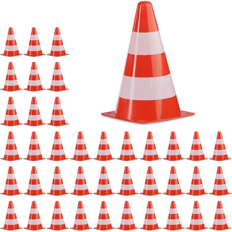 Cône De Signalisation En Lot De 40, Empilable, Avec Sac Noir à Nouer, 22 Cm De Haut, Orange/blanc 1 Cône De Signalisation En Lot De 40, Empilable, Avec Sac Noir à Nouer, 22 Cm De Haut, Orange/blanc