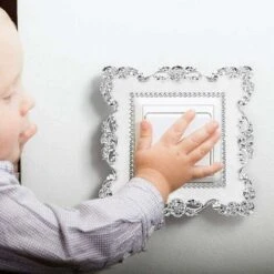 Autocollants Pour Interrupteur En Résine En Couleur Blanc Et Argenté - Sticker Mural Décoratif Carré Pour Interrupteur Avec Bords De Fleur De Rose Argenté - Style Européen Universel，Irisfr（3Pcs，argent -Promos Matériel Boutique 44570212 4