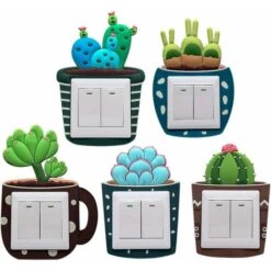 Autocollants Pour Interrupteur - Motif Cactus - Décoration Murale，Irisfr（5Pcs，Multicolore）