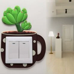 Autocollants Pour Interrupteur - Motif Cactus - Décoration Murale，Irisfr（5Pcs，Multicolore） -Promos Matériel Boutique 44570222 3