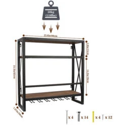 Etagère à Bouteille Mural Avec Casier En Verreen Bois Métal Range Bouteille Vin En 3 Etages Pour 12 Bouteilles De Vin Rack 8 Etagère à Bouteille Mural Avec Casier En Verreen Bois Métal Range Bouteille Vin En 3 Etages Pour 12 Bouteilles De Vin Rack -Promos Matériel Boutique 44828231 4