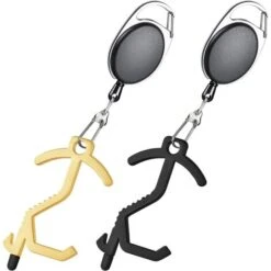 ELLE Ouvre Porte Sans Contact Portable 2 Pièces Avec Porte-Clés Et Pointe En Caoutchouc Polyvalent Santé Outil Clé Pour Ouvrir Fermer La Porte Crochet Ouvre Porte Sans Contact Gardez La Main Propre