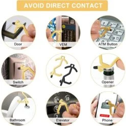 ELLE Ouvre Porte Sans Contact Portable 2 Pièces Avec Porte-Clés Et Pointe En Caoutchouc Polyvalent Santé Outil Clé Pour Ouvrir Fermer La Porte Crochet Ouvre Porte Sans Contact Gardez La Main Propre -Promos Matériel Boutique 44843338 5