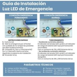 Lumière D’urgence LED 3W 200LM. Fonction D'allumage Permanent 7W. Encastrable Ou Surface Blanc Froid 6500K - Pack 10 Pcs. -Promos Matériel Boutique 45793203 4