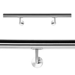 Kit Main Courante Rambarde Support Mural 100 Cm Dispositif De Fixation Escaliers Acier Affiné V2A
