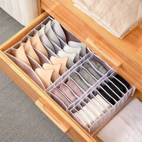 Organisateur De Tiroir Sous Vetement, Boîte De Rangement Soutien Gorge Organisation Sous Vetement Pliable Drawer Divider Organizer Rangement à Compartiments Pour Culottes Chaussettes,Starlight,4 Pcs 4 Organisateur De Tiroir Sous Vetement, Boîte De Rangement Soutien Gorge Organisation Sous Vetement Pliable Drawer Divider Organizer Rangement à Compartiments Pour Culottes Chaussettes,Starlight,4 Pcs – Image 4
