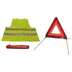 Kit Sécurité Routière Obligatoire Pour Voiture : Triangle Signalisation R27 EN11 + Gilet Réfléchissant XL CE EN 471 ML2879