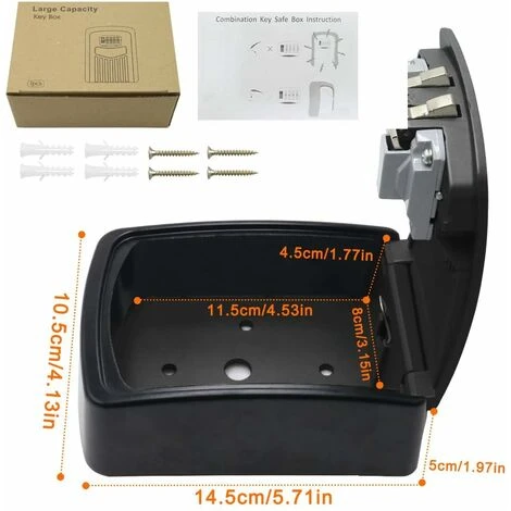 Boite à Clé Sécurisée, Supérieur Grand Clés Boîte, Coffre à Clé Avec Code Numérique à 4 Chiffres, Boite A Clef Mural Sécurisé Pour Intérieur Extérieur Maison Bureau Garage École Gymnase(Noir) 2 Boite à Clé Sécurisée, Supérieur Grand Clés Boîte, Coffre à Clé Avec Code Numérique à 4 Chiffres, Boite A Clef Mural Sécurisé Pour Intérieur Extérieur Maison Bureau Garage École Gymnase(Noir) – Image 2