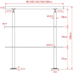 Rampe D’escalier Acier Affiné V2A 2 Tiges 120 Cm Rambarde Main Courante Balustrade -Promos Matériel Boutique 4985431 3