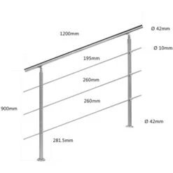 Rampe D’escalier Acier Affiné V2A 3 Tiges 120 Cm Rambarde Main Courante Balustrade -Promos Matériel Boutique 4985441 3