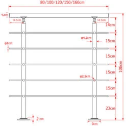 Rampe Escalier Acier Affiné V2A 5 Tiges 160cm Rambarde Main Courante Balustrade 7 Rampe Escalier Acier Affiné V2A 5 Tiges 160cm Rambarde Main Courante Balustrade -Promos Matériel Boutique 4985447 3