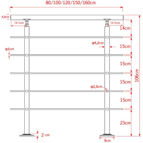 Rampe Escalier Acier Affiné V2A 5 Tiges 160cm Rambarde Main Courante Balustrade 3 Rampe Escalier Acier Affiné V2A 5 Tiges 160cm Rambarde Main Courante Balustrade – Image 3