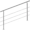 Rampe Escalier Acier Affiné V2A 3 Tiges 160cm Rambarde Main Courante Balustrade