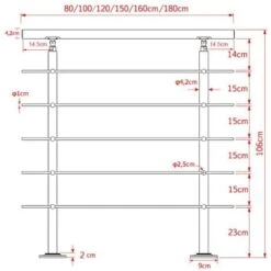 Rampe Escalier Acier Affiné V2A 5 Tiges 180cm Rambarde Main Courante Balustrade -Promos Matériel Boutique 4985454 3