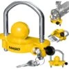 MASKO® Cadenas De Remorque Pour Attelage Courant Montage Facile Protection Contre Le Vol Sécurisation De Remorque Antivol 2 Clés Serrure Croisée Particulièrement Sûre, Jaune