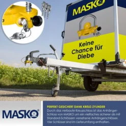 MASKO® Cadenas De Remorque Pour Attelage Courant Montage Facile Protection Contre Le Vol Sécurisation De Remorque Antivol 2 Clés Serrure Croisée Particulièrement Sûre, Jaune 9 MASKO® Cadenas De Remorque Pour Attelage Courant Montage Facile Protection Contre Le Vol Sécurisation De Remorque Antivol 2 Clés Serrure Croisée Particulièrement Sûre, Jaune -Promos Matériel Boutique 50753095 5