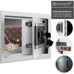 KESSER® Coffre-fort Électrique Boîtier à Piles Inclus Coffre-fort électronique Triple Verrouillage à Double Boulon Coffre-fort Mural Ou à Poser Au Sol Coffre-fort à Poser Éclairage Intérieur A -Promos Matériel Boutique 50753447 3