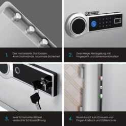 KESSER® Coffre-fort électrique Avec Lecteur D’empreinte Digitale Boîtier De Piles Inclus Coffre-fort électronique Triple Verrouillage à Double Boulon Coffre-fort Mural Ou à Poser Au Sol Coffre-fo -Promos Matériel Boutique 50753453 3