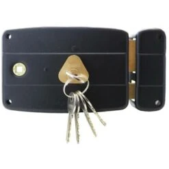 Serrure En Applique Axe à 60mm Horizontale Noire Ouverture à Droite