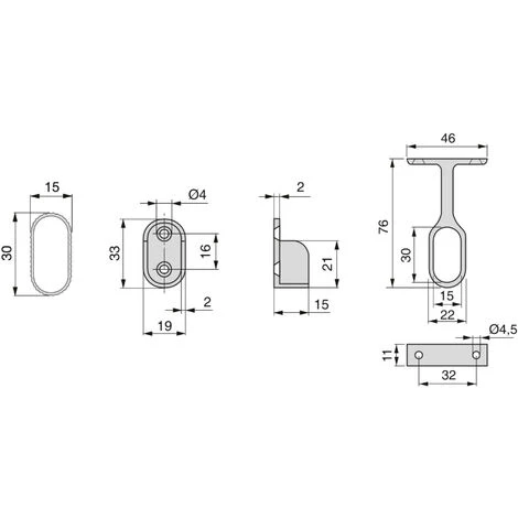 Kit Tube De Penderie 30x15 Mm Aluminium 2 Kit Tube De Penderie 30x15 Mm Aluminium – Image 2