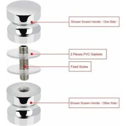 Boutons Inox De Porte De Douche Coulissante Poignées De Porte De Douche En Verre Pour Salle De Bain Cuisine Maison Bureau Hôtel 2 Paires，Irisfr -Promos Matériel Boutique 51218232 3