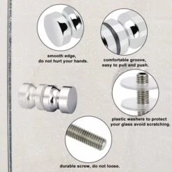 Boutons Inox De Porte De Douche Coulissante Poignées De Porte De Douche En Verre Pour Salle De Bain Cuisine Maison Bureau Hôtel 2 Paires，Irisfr -Promos Matériel Boutique 51218232 4