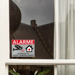 Autocollants Vidéo Surveillance, Dispositif Sous Vidéo Surveillance, Lot De 8 Adhésifs. Stickers Alarme Et Sécurité - Argent Brossé - 80 X 60 Mm -Promos Matériel Boutique 51426622 3