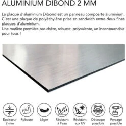Panneau Composite Aluminium Brossé 2 Mm. Plaque Alu Avec Au Centre Un Polyéthylène (PVC). Aluminium Composite Brossé 2 Mm D'épaisseur - 50 X 10 Cm (500 X 100 Mm) -Promos Matériel Boutique 51426724 3