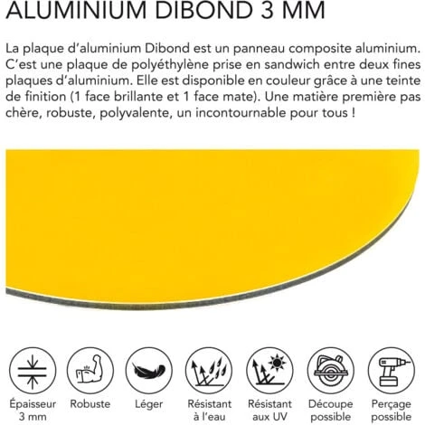 Panneau Composite Aluminium Couleur 3 Mm Rond - Plaque Alu Avec Au Centre Un Polyéthylène (PVC) Aluminium Composite - Jaune - Diamètre 100 Mm 2 Panneau Composite Aluminium Couleur 3 Mm Rond - Plaque Alu Avec Au Centre Un Polyéthylène (PVC) Aluminium Composite - Jaune - Diamètre 100 Mm – Image 2