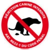Panneau Déjection Canine Interdite - Article R632-1 Code Pénal. Panneau Crotte De Chien. Sticker, Panneau PVC Ou Aluminium - Adhésif - Diamètre 125 Mm