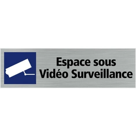 Pictogramme Espace Sous Vidéo Surveillance. (Q0116). Signalisation Porte - 170 X 50 Mm - Autocollant Souple Ou Plaque Alu Brossé 2mm. - Adhésif Aspect Aluminium Brossé 1 Pictogramme Espace Sous Vidéo Surveillance. (Q0116). Signalisation Porte - 170 X 50 Mm - Autocollant Souple Ou Plaque Alu Brossé 2mm. - Adhésif Aspect Aluminium Brossé