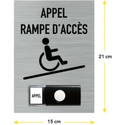 Signalisation APPEL RAMPE D'ACCES ALU BROSSE + Sonnette Intégrée (Q0034) -Promos Matériel Boutique 51428575 3
