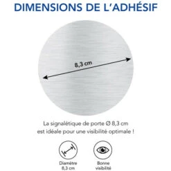 Pictogramme Escalier (Q0450). Autocollant Souple Effet Alu Brossé Ou Plaque De Porte Alu Brossé Ep 2mm Au Choix - Adhésif Aspect Aluminium Brossé - Diamètre 83 Mm -Promos Matériel Boutique 51428579 4