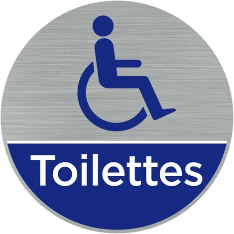 Pictogramme Toilettes Handicapés (Q0462). Autocollant Souple Effet Alu Brossé Ou Plaque De Porte Alu Brossé Ep 2mm Au Choix - Adhésif Aspect Aluminium Brossé - Diamètre 76 Mm 1 Pictogramme Toilettes Handicapés (Q0462). Autocollant Souple Effet Alu Brossé Ou Plaque De Porte Alu Brossé Ep 2mm Au Choix - Adhésif Aspect Aluminium Brossé - Diamètre 76 Mm