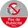 Pictogramme Pas De Publicité (Q0471). Autocollant Souple Effet Alu Brossé Ou Plaque De Porte Alu Brossé Ep 2mm Au Choix - Adhésif Aspect Aluminium Brossé - Diamètre 76 Mm