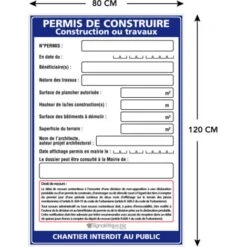 Panneau Permis De Construire, Construction Ou Travaux + Marqueur Noir (W1032). Panneau Akylux 80 X 120 Cm - Avec Oeillets -Promos Matériel Boutique 51428603 4
