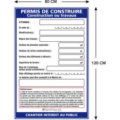Panneau Permis De Construire, Construction Ou Travaux + Marqueur Noir (W1032). Panneau Akylux 80 X 120 Cm - Sans Oeillets -Promos Matériel Boutique 51428604 4