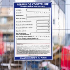 Panneau Permis De Construire, Construction Ou Travaux + Marqueur Noir (W1032). Panneau Akylux 80 X 120 Cm - Sans Oeillets -Promos Matériel Boutique 51428604 5
