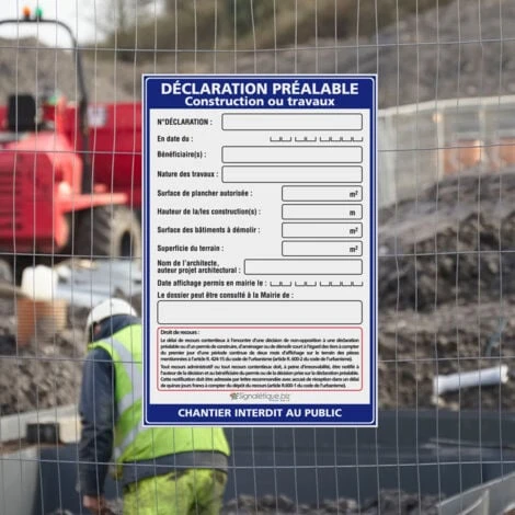 Panneau Déclaration Préalable Construction Ou Travaux + Marqueur Noir (W1033). Panneau Akylux 80 X 120 Cm - Avec Oeillets 2 Panneau Déclaration Préalable Construction Ou Travaux + Marqueur Noir (W1033). Panneau Akylux 80 X 120 Cm - Avec Oeillets – Image 2