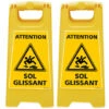 Lot De 2 Chevalets ATTENTION SOL GLISSANT (WPSG680I-X2). 2 Balises De Signalisation Pour Surface Glissante, De Couleur Jaune. 60 X 30 Cm