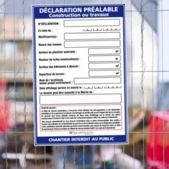 Panneau Déclaration Préalable Construction Ou Travaux + Marqueur Noir (W1033). Panneau Akylux 80 X 120 Cm - Sans Oeillets -Promos Matériel Boutique 51428607 5