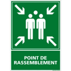 Panneau Point De Rassemblement. Panneau D'Évacuation. Signalétique Point De Rassemblement. Sticker, Panneau PVC Ou Alu - Adhésif - 75 X 105 Mm