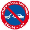 Panneau Stationnement Interdit. Disque Interdiction De Stationner Autocollant Rouge Et Bleu. Sticker Signalisation D'interdiction - 125 Mm