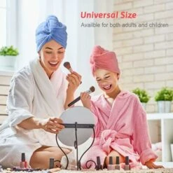 Cheveux Serviette, 2pcs Cheveux Séchage Serviettes, Super Absorbant En Microfibre Serviette Pour Cheveux Turban Avec Bouton De Design Cheveux Secs Rapidement Pour Femmes (2-pcs)，Fontainebleau -Promos Matériel Boutique 51906144 5