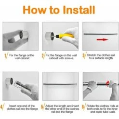 Barre De Penderie Extensible En Acier Inoxydable 51cm à 80cm Tringle à Rideaux Télescopique Ajustable Tube De Penderie Extensible Anticorrosion Pour Penderie Salle De Bains Cuisine Chambre,Starlight -Promos Matériel Boutique 52695959 4