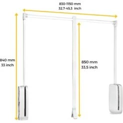 Emuca Penderie Rabattable Pour Armoire, Réglable 830-1.150 Mm, Jusqu'à 12 Kg, Acier, Blanc 5 Emuca Penderie Rabattable Pour Armoire, Réglable 830-1.150 Mm, Jusqu'à 12 Kg, Acier, Blanc -Promos Matériel Boutique 52721913 3
