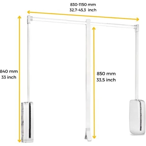 Emuca Penderie Rabattable Pour Armoire, Réglable 830-1.150 Mm, Jusqu'à 12 Kg, Acier, Blanc 3 Emuca Penderie Rabattable Pour Armoire, Réglable 830-1.150 Mm, Jusqu'à 12 Kg, Acier, Blanc – Image 3