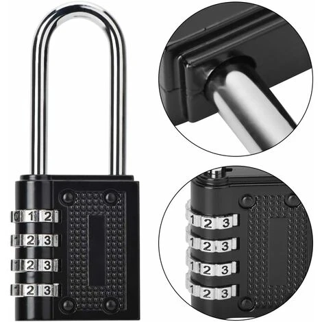 GDRHVFD Cadenas À Combinaison 4 Chiffres, Serrure Combinée, Code Casier Valise En Acier Imperméable Anti-Rouille À Longue Manille Idéal 4 GDRHVFD Cadenas À Combinaison 4 Chiffres, Serrure Combinée, Code Casier Valise En Acier Imperméable Anti-Rouille À Longue Manille Idéal – Image 4