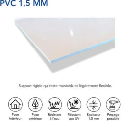 Panneau Plastique PVC 1,5 Mm. Plaque P.V.C Blanc. Plaque PVC Plastique Blanc. Matière PVC Rigide à La Découpe - 10 X 10 Cm (100 X 100 Mm) -Promos Matériel Boutique 52878600 3